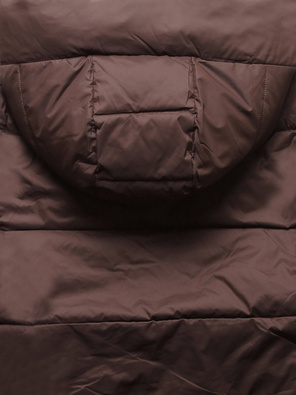 Brązowa zimowa ciepła pikowana kurtka z metalicznym wnętrzem