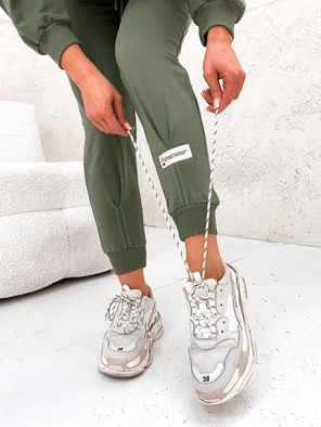 Khaki damski gładki dres komplet