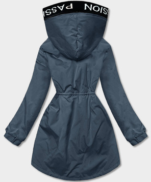 Niebieska przejściowa kurtka ze wstawkami i kapturem PASSION