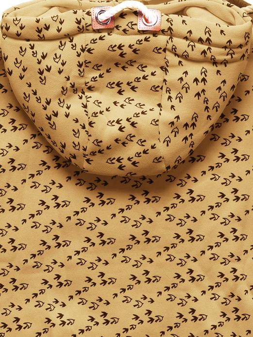 Żółta rozpinana bluza damska z kapturem w jaskółki