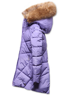 Fioletowa genialnie pikowana kurtka płaszczyk z kapturem 