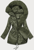 Khaki genialna zimowa parka z futrem