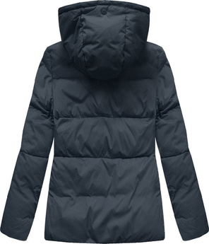 Granatowa zimowa ciepła damska kurtka z kapturem