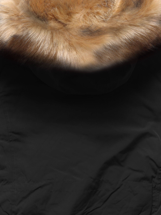 Czarno brązowa dwustronna damska kurtka pikowana z kapturem