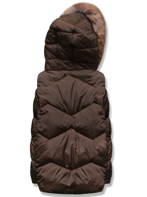 Brązowa kurtka pikowana z kapturem