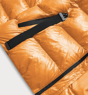 Żółta pikowana zimowa kurtka kaptur stójka