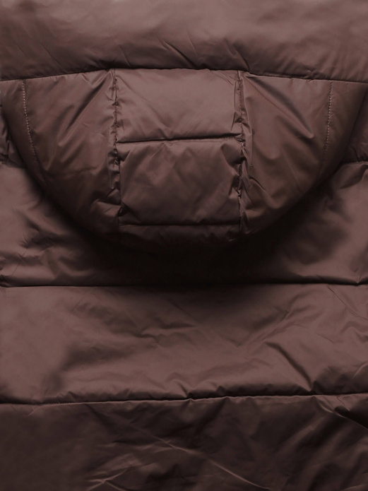 Brązowa zimowa ciepła pikowana kurtka z metalicznym wnętrzem