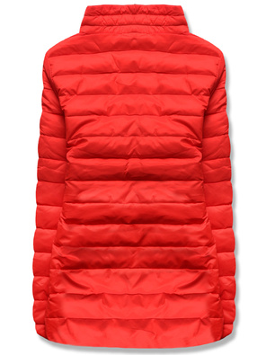 Czerwona lekka pikowana kurtka przejściowa ze stójką