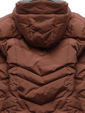 Brązowa pikowana zimowa kurtka ocieplana misiem