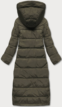 Khaki długa zimowa kurtka puchowa płaszczyk