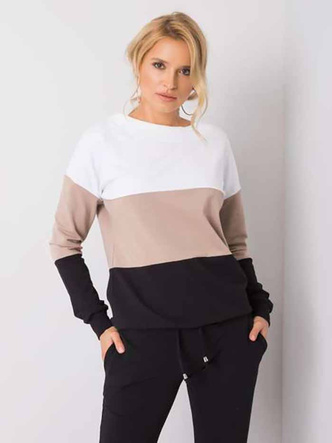 Biało beżowy czarny dres fitness i casual basic
