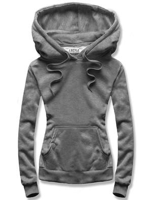 Ciemnoszara damska bluza dresowa z kapturem kangurka