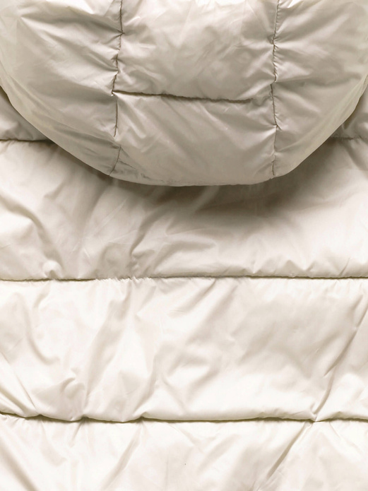 Beżowo brązowa dwustronna zimowa damska kurtka z kapturem