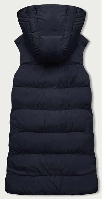 Granatowo czarny dwustronny pikowany bezrękawnik z kapturem