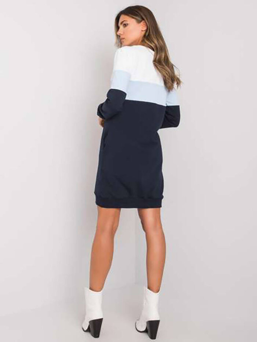 Biało niebiesko granatowa sportowa sukienka dresowa