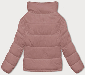 Różowa zimowa krótka kurtka puchowa ze stójką