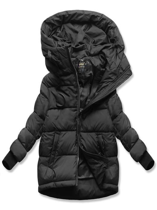 Czarna pikowana damska kurtka ze ściągaczami