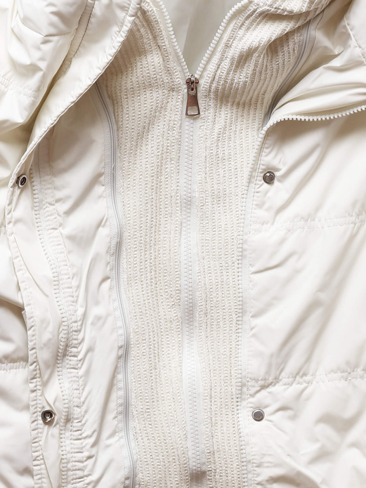 Ecru kapitalna przejściowa bomberka kurtka damska z kapturem
