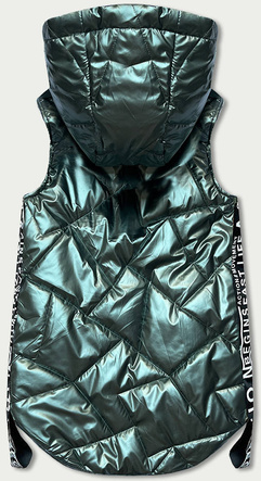 BEZRĘKAWNIK DAMSKI Z OZDOBNYMI TAŚMAMI ZIELONY (R8096-10)