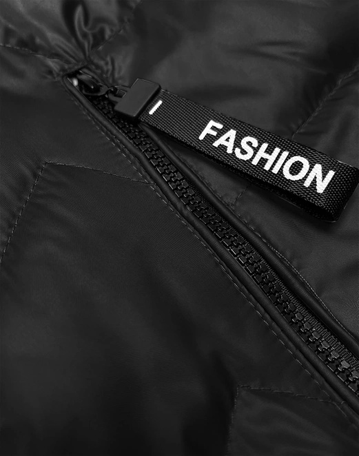 Czarny świetny damski bezrękawnik kamizelka z odpinanym kapturem PLUS SIZE