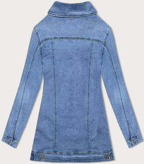 Niebieska jeansowa kurtka przejściowa narzutka sukienka płaszcz na guziki