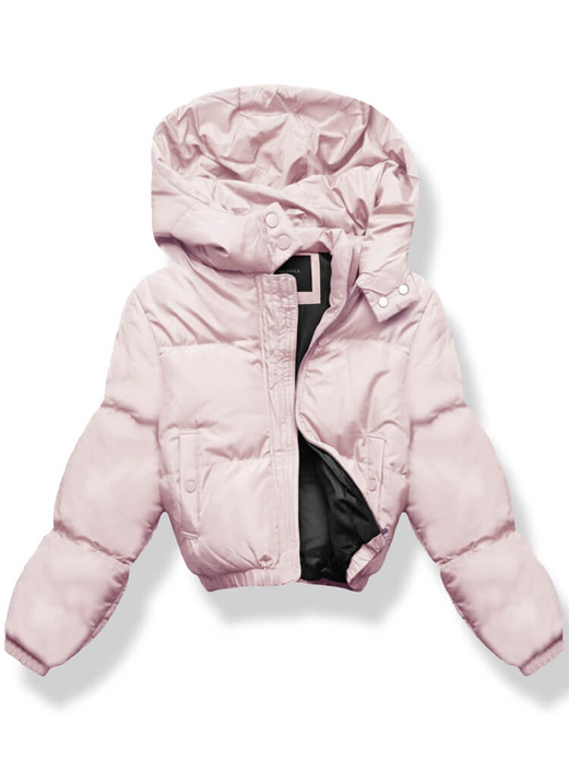 Różowa genialna krótka damska kurtka puffer
