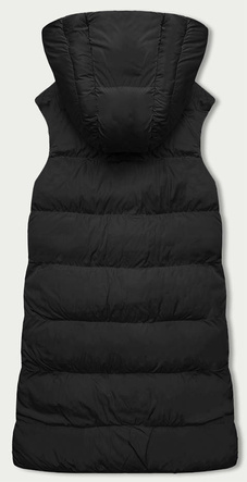 Czarny dwustronny pikowany bezrękawnik z kapturem