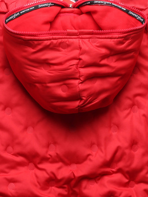 Czerwona fenomenalna bluza kurtka z łączonych materiałów z kapturem