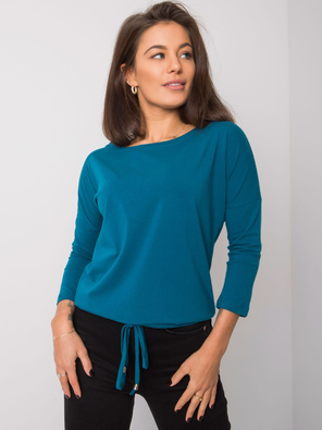 Ciemnozielona gładka i luźna bluzka basic, wiązana na dole