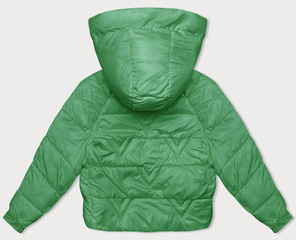 Zielona damska krótka kurtka z motywem w kratę