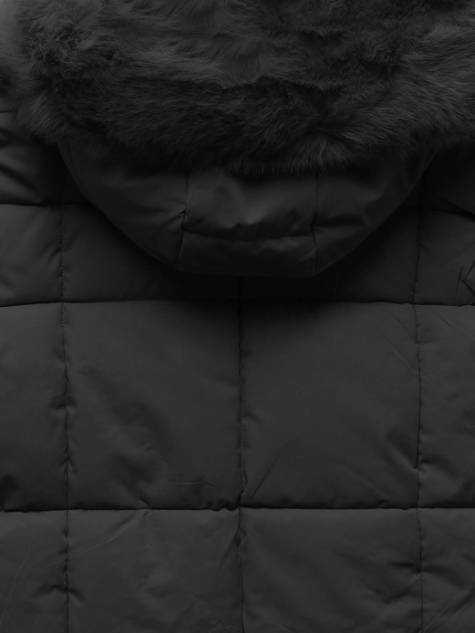 Czarna zimowa damska kurtka z czaderskim kapturem