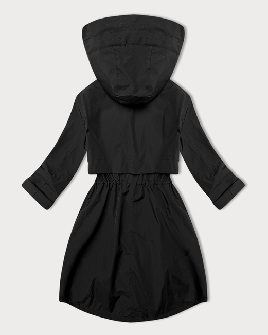 Czarny damski luźny pikowany płaszcz