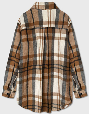 DAMSKA KOSZULA W KRATĘ BEŻOWA (8075)