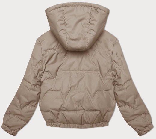 Beżowa kapitalna przejściowa bomberka kurtka damska z kapturem