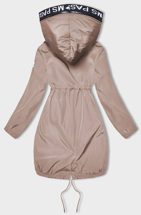 Beżowa kurtka z kapturem z lamówką