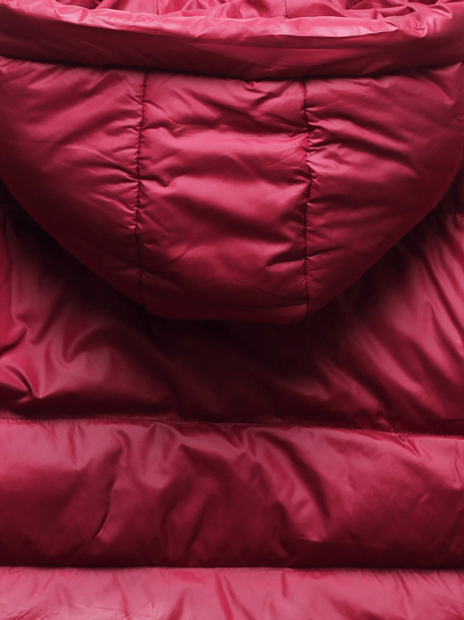 Bordowa genialna zimowa pikowana kurtka damska z kapturem