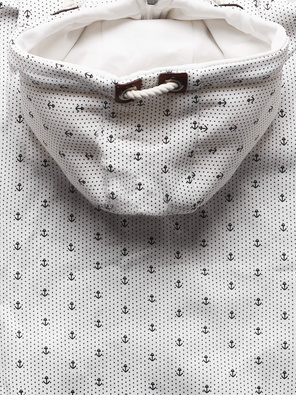 Biała damska rozpinana bluza z kapturem w kotwiczki