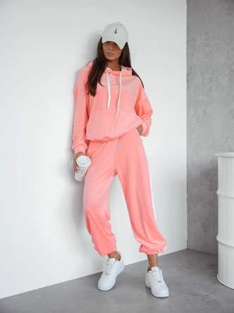 Cappucino damski welurowy kapitalny gładki dres komplet 