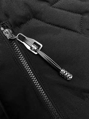 Czarny długi pikowany bezrękawnik damski kamizelka z kapturem