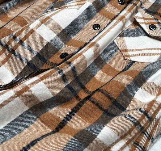 DAMSKA KOSZULA W KRATĘ BEŻOWA (8075)