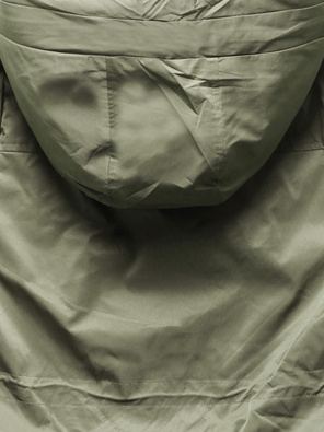 Oliwkowa kapitalna damska kurtka przejściowa z podwijanymi rękawami