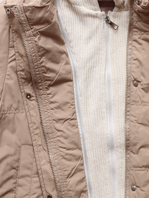 Beżowa kapitalna przejściowa bomberka kurtka damska z kapturem 