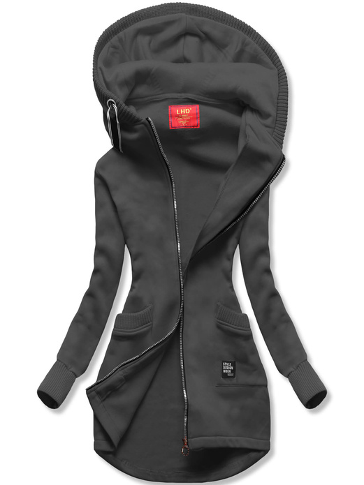 Grafitowa unikalna damska bluza z genialnym kapturem