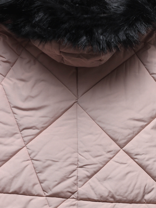 Nude zimowa pikowana kurtka futro ze srebrną wstawką