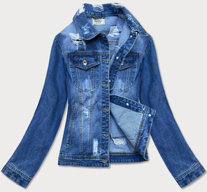 Jeansowa kurtka z przetarciami niebieska (d3362)