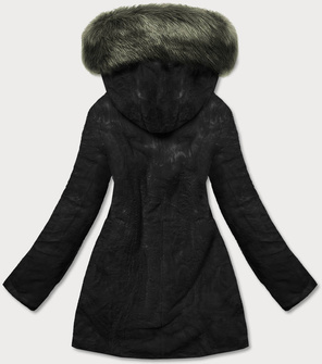 Khaki czarna dwustronna zimowa parka na futrze