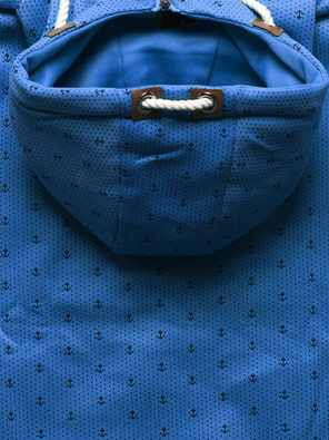 Niebieska damska rozpinana bluza z kapturem w kotwiczki