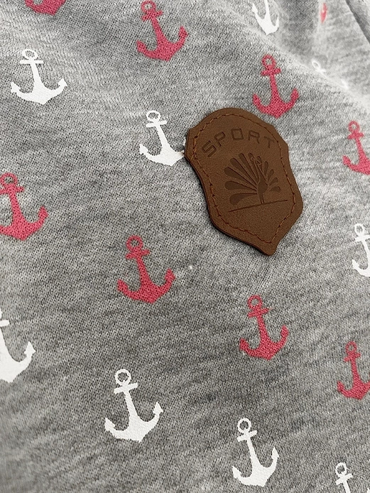 Szara damska rozpinana długa bluza w kotwice