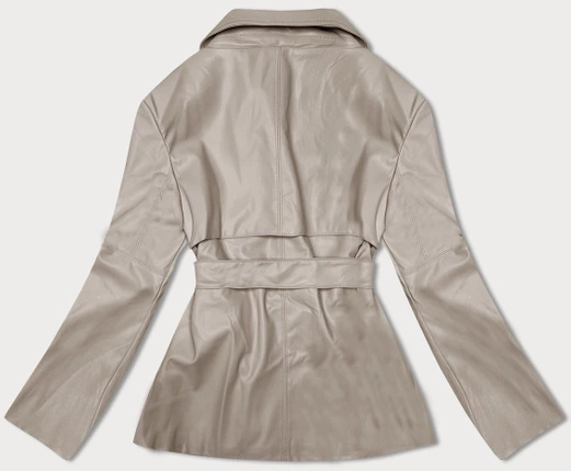 Cappuccino modny trencz eko skóra z paskiem