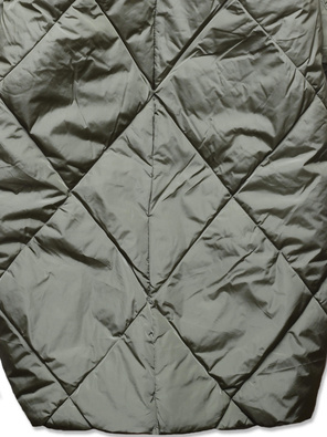 Khaki długa ocieplana pikowana kurtka płaszczyk z kołnierzem